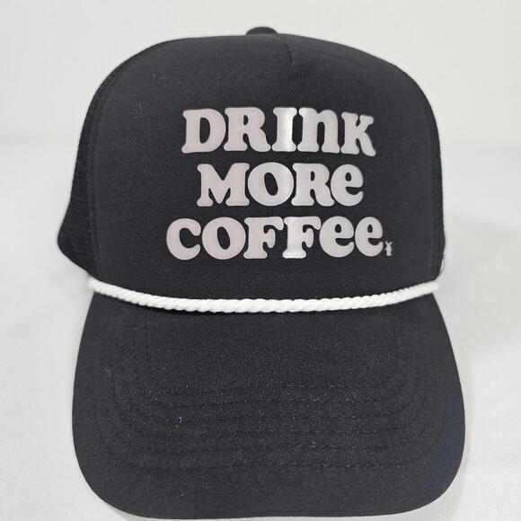 Dutch Bros Other - Dutch Bros Drink More Coffee Snapback Hat New Black & White White Rope